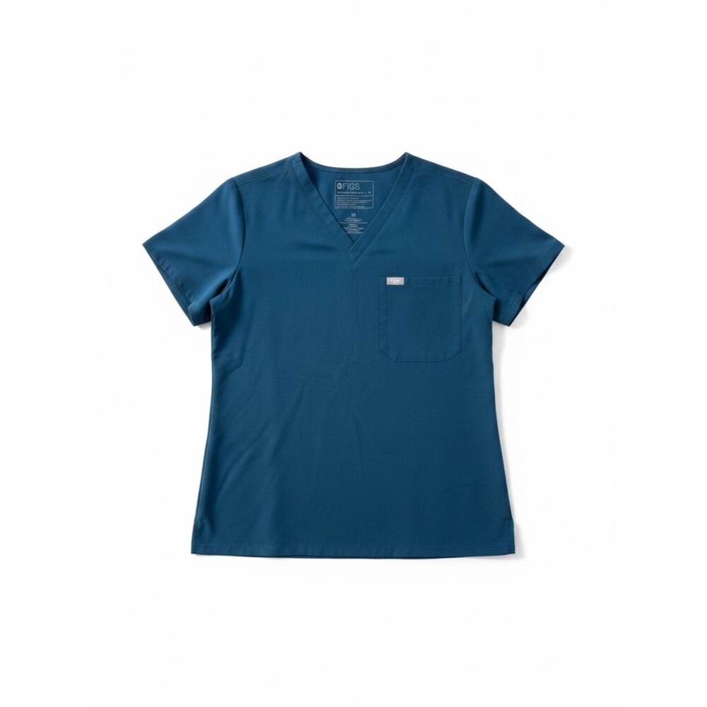 Figs Teal V-Neck Short Sleeve Scrub Top sz Medium